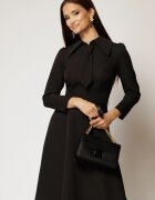  Rochie scurta neagra clos cu guler tip cravata