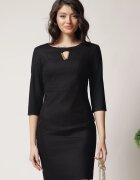  Rochie scurta neagra conica cu detaliu auriu la bust