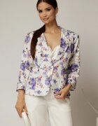  Sacou dama alb cu imprimeu floral lila