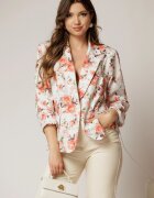  Sacou dama alb cu imprimeu floral oranj