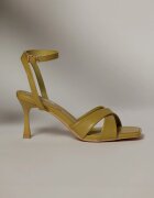  Sandale elegante galben mustar din piele ecologica cu barete in forma de x