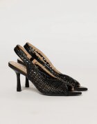  Sandale negre cu design modern impletit