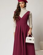  Sarafan DY Fashion midi magenta cu croi clos si pliuri