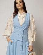 Vesta DY Fashion bleu cambrata cu decolteu si inchidere la doi nasturi