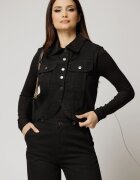  Vesta neagra din denim cu guler