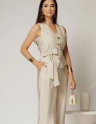 Veste casual bej cu dungi si inchidere cu nasturi