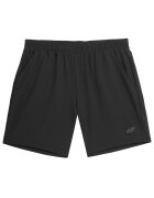4F Pantaloni scurti barbati croiala regulata - talie elastica - negru - poliester-elastan -