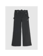 4F Pantaloni sport copii - schi - negri - softshell cu bretele - poliester - pentru fete