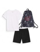 4F Set Sport pentru Baieti Junior: Tricou - Sort - Negru Bumbac - SS25 - Alb/Negru