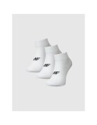4F Sosete pentru fete - set de 3 - lungi pana la glezna - bumbac - alb