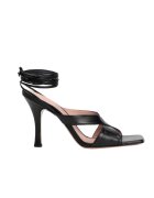 8 BY YOOX Sandale din piele varf patrat si siret Negru - Negru