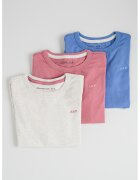 Abercrombie  Fitch Set de bluza din amestec de bumbac cu decolteu la baza gatului - 3 piese - Gri deschis melange/Roz/Albastru