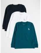 Abercrombie  Fitch Set de bluze din amestec de bumbac cu decolteu la baza gatului - 3 piese - Alb/Verde/Negru