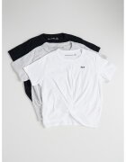 Abercrombie  Fitch Set de tricouri uni cu detaliu innodat - 3 piese - Alb/Negru/Gri deschis melange