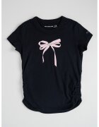Abercrombie  Fitch Tricou cu imprimeu si insertie elastica laterala - Negru/Roz