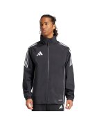 adidas Jacheta sport barbati - Tiro 24 Rain - alb-negru - poliester reciclat - cu gluga ajustabila - Alb/Negru