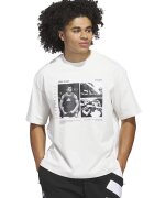 adidas Performance Tricou cu decolteu la baza gatului si imprimeu grafic - Negru stins/Alb murdar