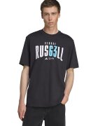 adidas Performance Tricou cu decolteu la baza gatului si imprimeu text Motor Sport - Negru/Alb optic/Albastru deschis