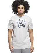 adidas Performance Tricou din bumbac cu decolteu la baza gatului pentru baschet - Alb/Negru