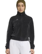 adidas Sportswear Bluza de trening cu fermoar si imprimeu logo - Negru stins/Gri inchis
