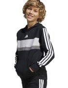 adidas Sportswear Hanorac cu buzunar kangaroo si logo - Alb/Negru/Gri