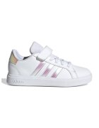 adidas Sportswear Pantofi sport din piele ecologica cu velcro Grand Court - Alb/Roz/Argintiu