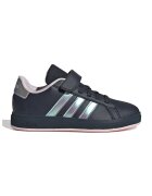 adidas Sportswear Pantofi sport din piele ecologica cu velcro Grand Court - Roz/Argintiu/Bleumarin