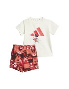 adidas Sportswear Set de tricou si pantaloni scurti din amestec de bumbac cu Mickey Mouse - Rosu/Alb/Portocaliu