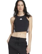 adidas Sportswear Top crop cu logo si decolteu la baza gatului - Alb/Negru