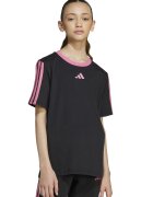 adidas Sportswear Tricou cu decolteu la baza gatului si garnituri contrastante - Negru/Roz