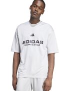 adidas Sportswear Tricou cu decolteu la baza gatului si imprimeu logo - Alb/Negru