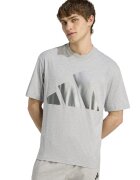 adidas Sportswear Tricou cu decolteu la baza gatului si imprimeu logo contrastant - Gri deschis melange/Argintiu