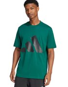 adidas Sportswear Tricou cu decolteu la baza gatului si imprimeu logo - Negru/Verde englez