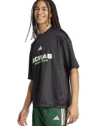 adidas Sportswear Tricou cu decolteu la baza gatului si imprimeu logo - Verde lime/Gri antracit