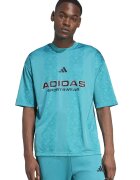adidas Sportswear Tricou cu decolteu la baza gatului si imprimeu logo - Verde persan