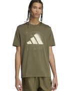 adidas Sportswear Tricou cu decolteu la baza gatului si logo - Kaki/Bej deschis