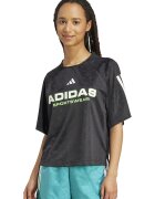 adidas Sportswear Tricou cu imprimeu logo - Negru/Verde pal/Alb optic