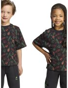 adidas Sportswear Tricou cu imprimeu si decolteu la baza gatului - Negru/Verde lime