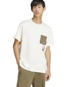 adidas Sportswear Tricou din bumbac cu buzunar pe piept Lens - Kaki/Alb murdar