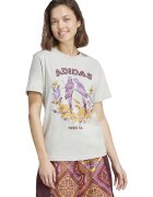 adidas Sportswear Tricou din bumbac cu imprimeu contrastant - Alb murdar