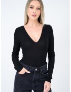AGOLDE Bluza slim fit cu decolteu in V - Negru