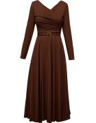 Alina Cernatescu Rochie midi evazata din lyocell Sunday - Negru - Maro