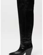 AllSaints Cizme lungi de piele Reina - Negru