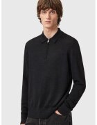 AllSaints Pulover tricotat fin din lana merinos cu fermoar scurt - Negru melange