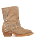 ALMA EN PENA Botine dama - stil cowboy - bej - piele naturala