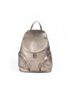 ANNA FELLINI Rucsac piele naturala - gri - 2 manere ajustabile - compartiment cu 3 buzunare