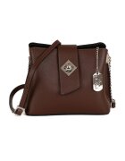 Anna Morellini Geanta crossbody mica de piele cu logo - Maro inchis