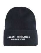 Armani Exchange Caciula striata cu logo - Albastru ultramarin