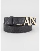 Armani Exchange Curea de piele ecologica cu catarama metalica - Negru