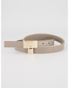 Armani Exchange Curea ingusta din piele ecologica cu accesoriu cu lacat - Maro taupe deschis